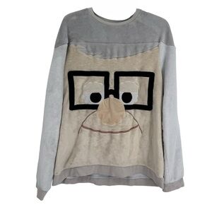 Disney Parks Pixar “Up” Carl Sweatshirt Pullover Plush Long Sleeves Size Large
